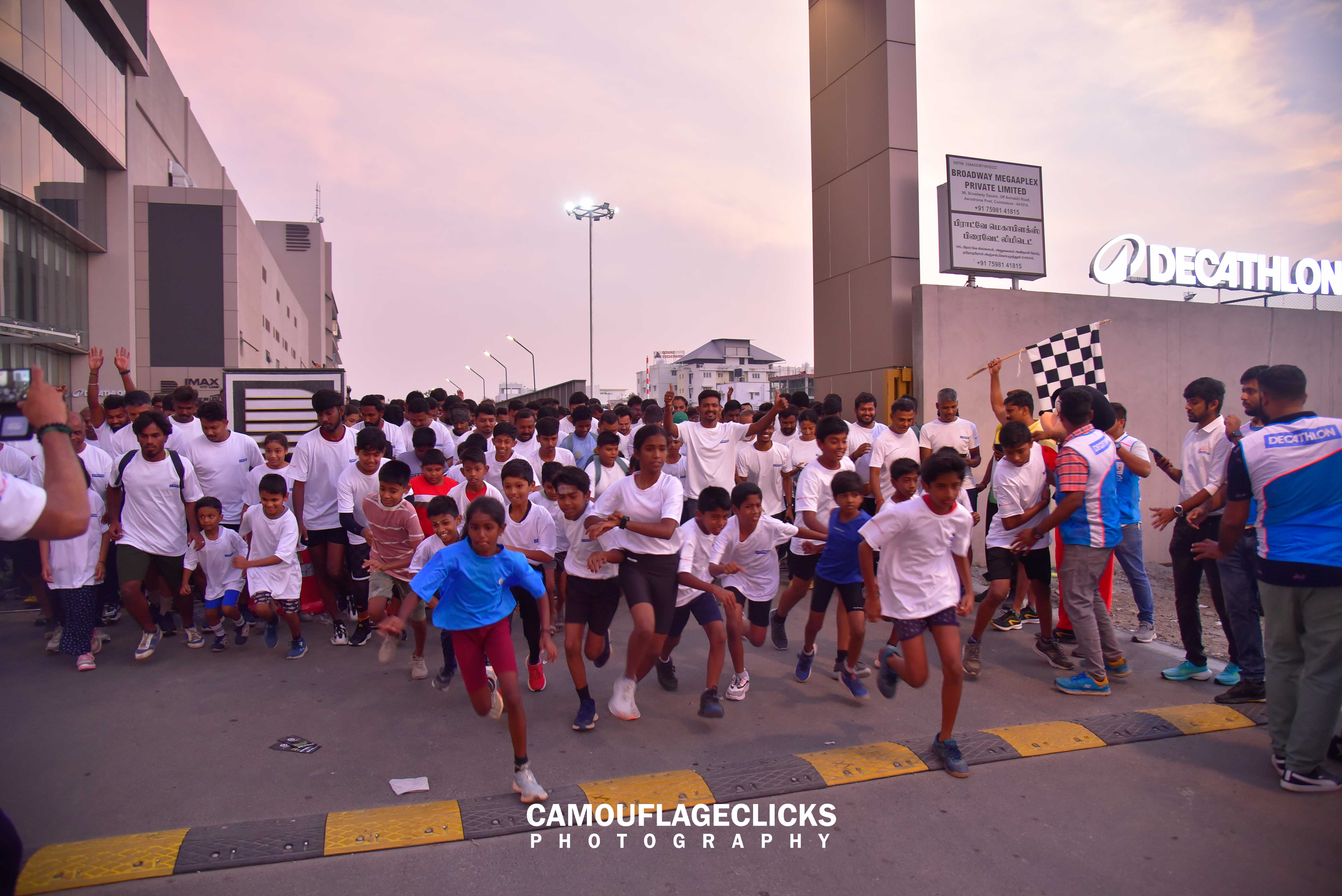 decathlon marathon photos, 5k run, say no to drugs, decathlon opening ceremony coimbatore